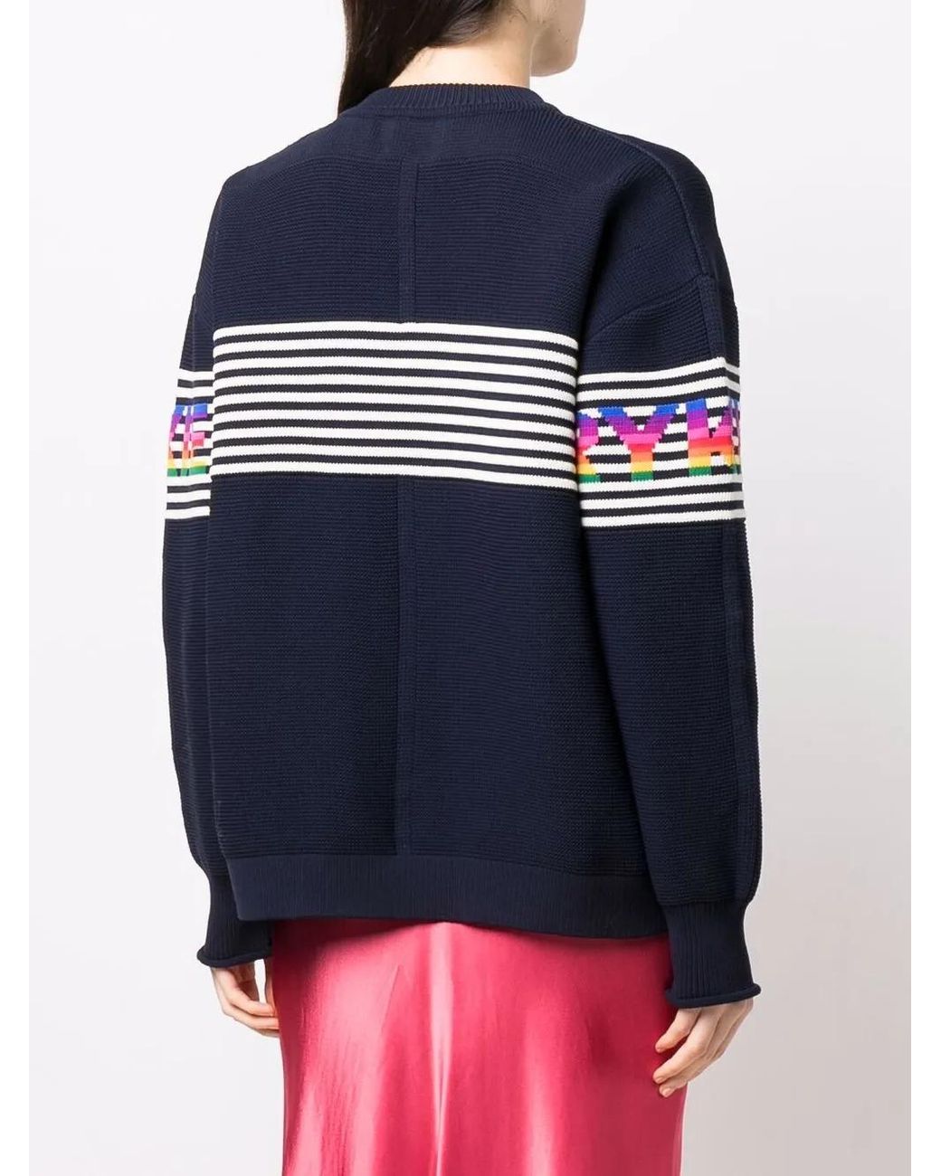 Sonia Rykiel Blue Striped Logo-Knit Jumper