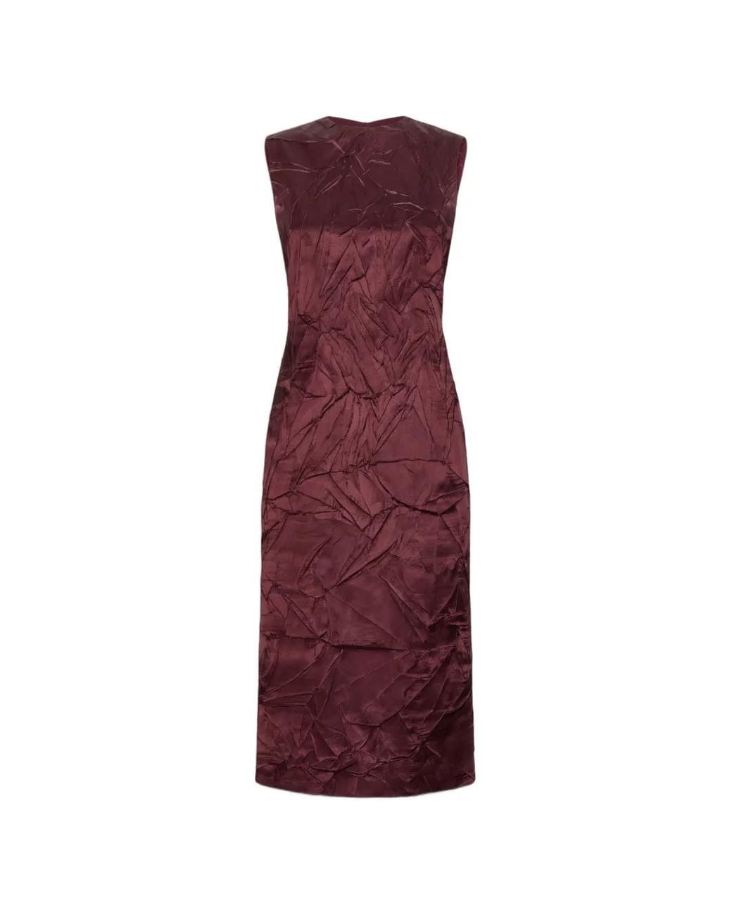 Max Mara Purple Crinkled-Finish Silk Midi Dress