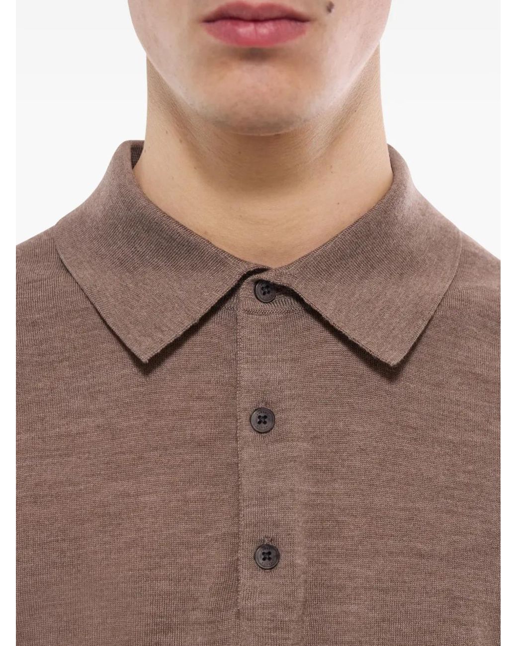 Fursac Brown T-Shirt En Laine Mérinos for men