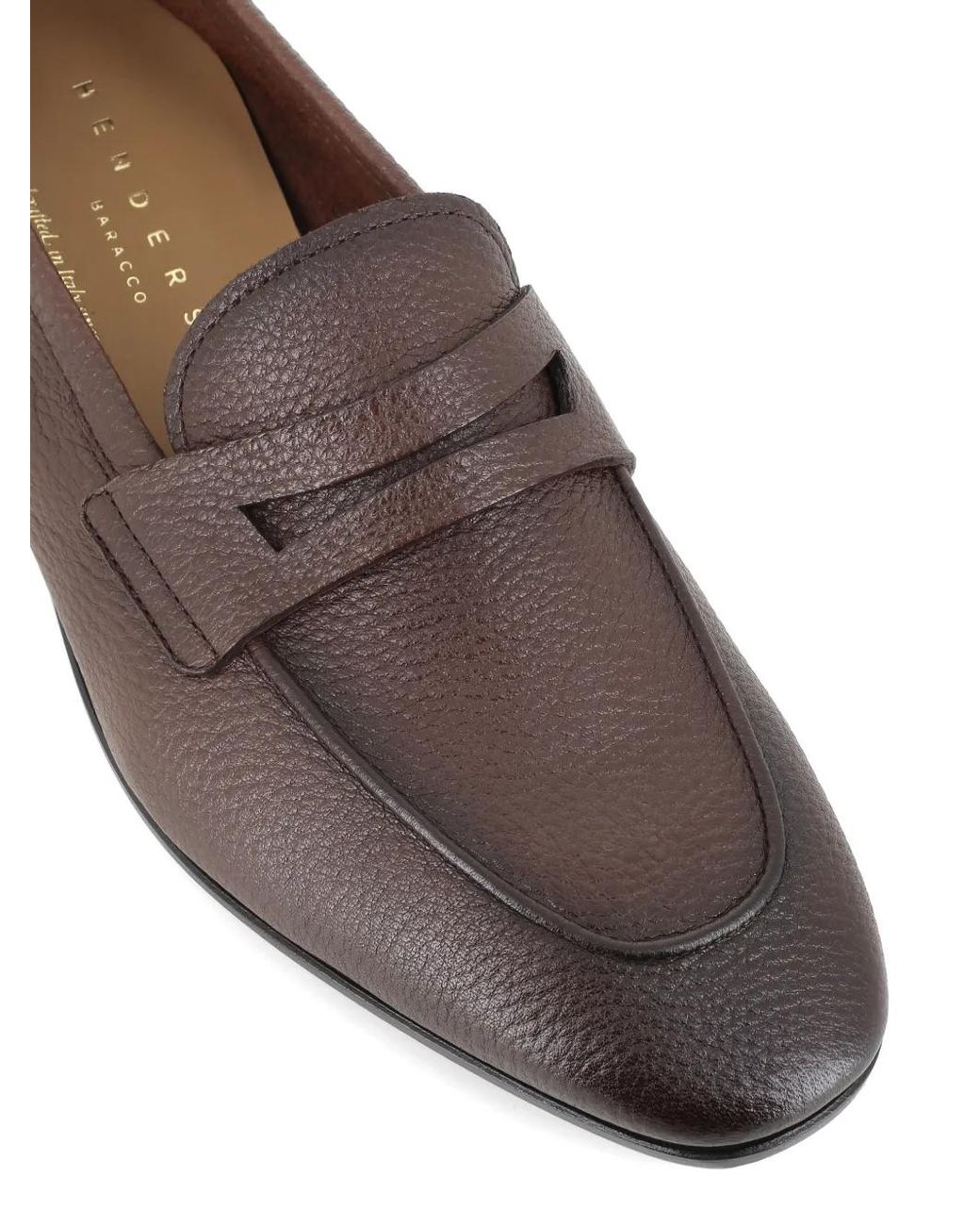 Henderson Brown Grained-Leather Loafers for men