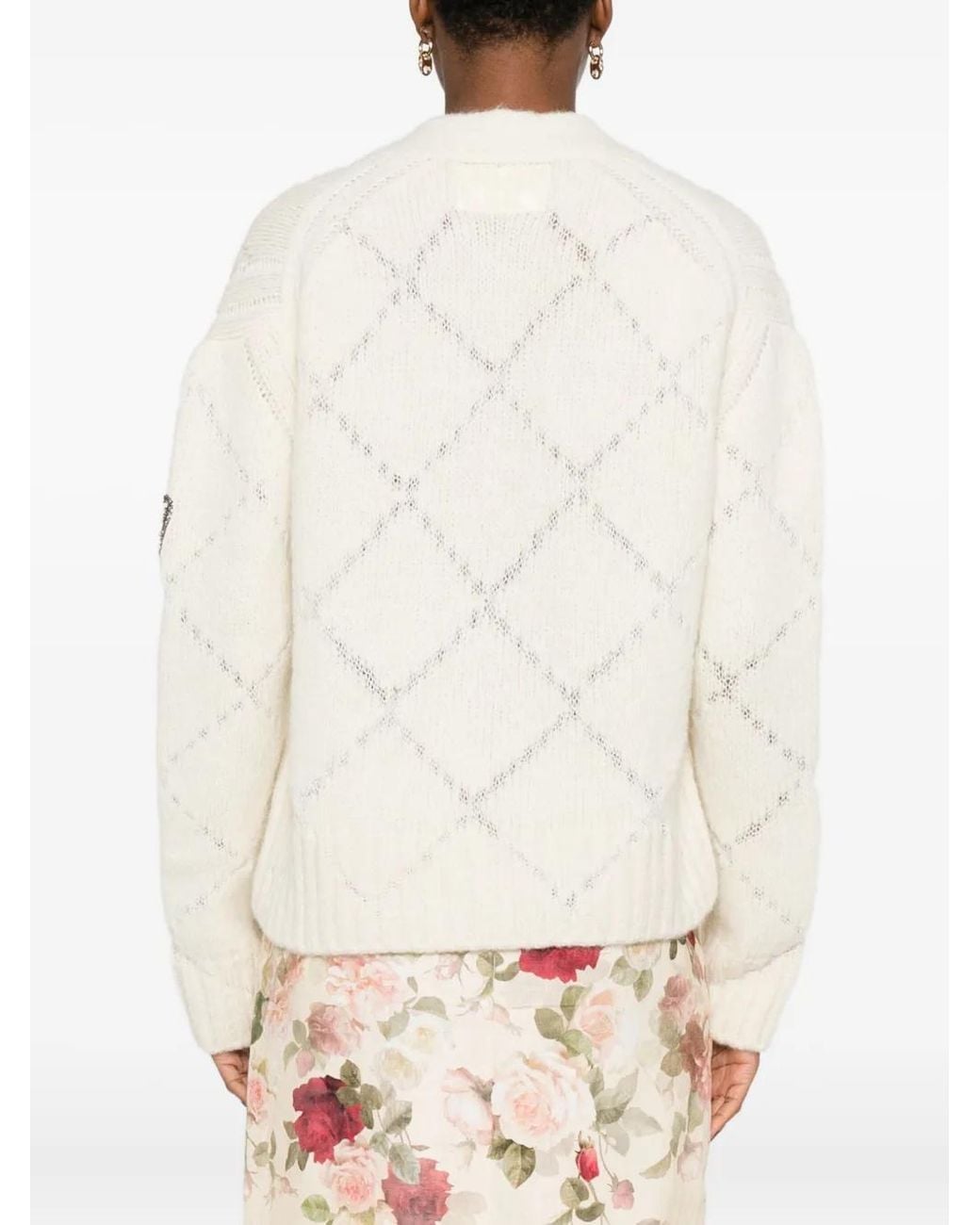 Ermanno Scervino White Button-Front Cable-Knit Cardigan