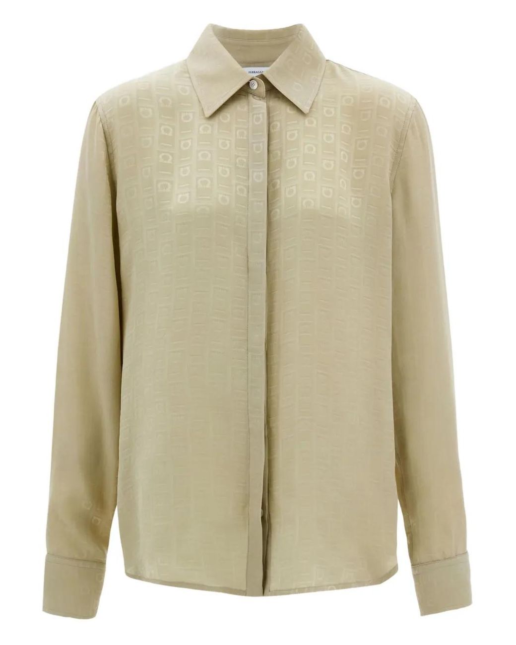Ferragamo Natural Monogram Silk Shirt