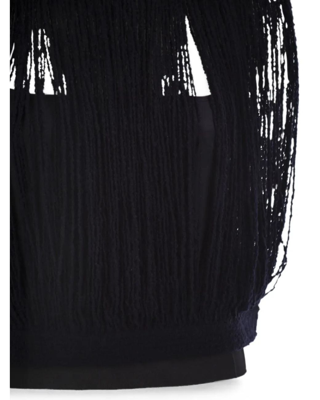 Fabiana Filippi Blue Fringed High-Neck Top