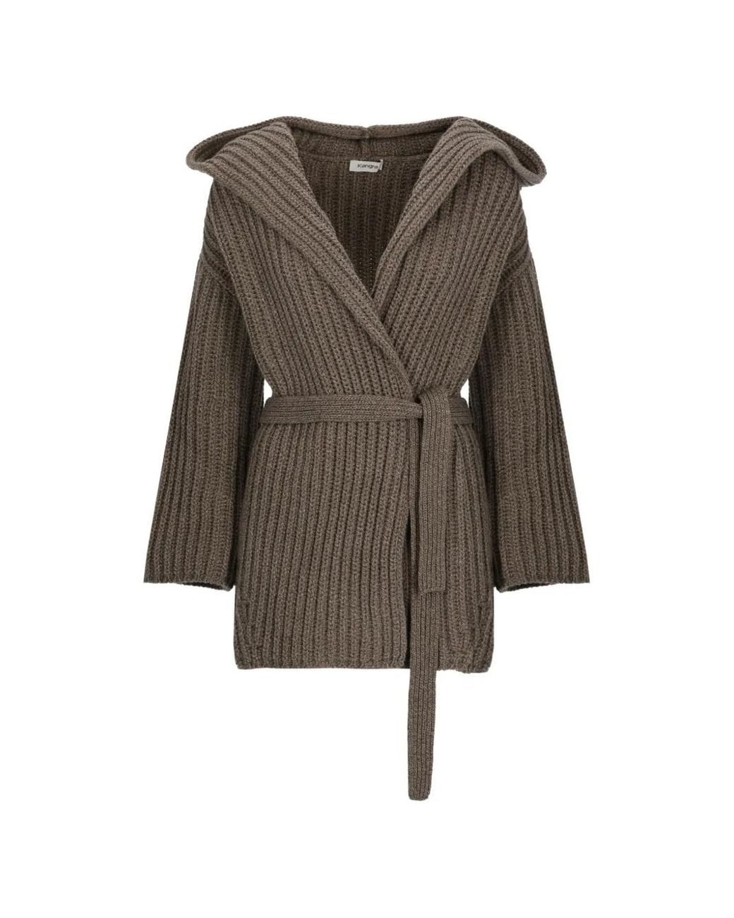 Kangra Brown Belted Hooded Cardi-Coat