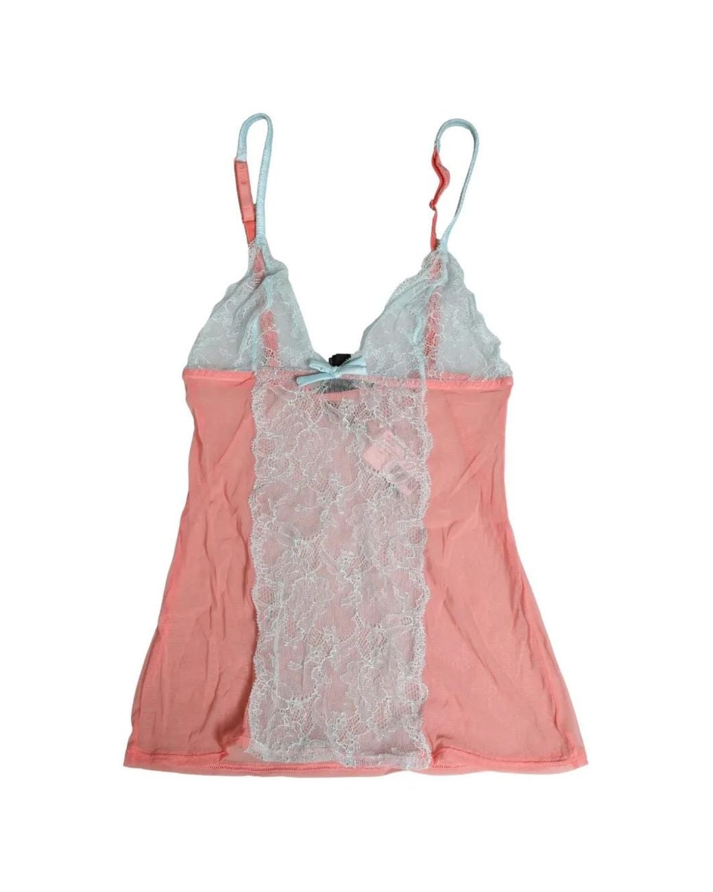 Roberto Cavalli Pink Lace-Panelled Sheer Chemise Top