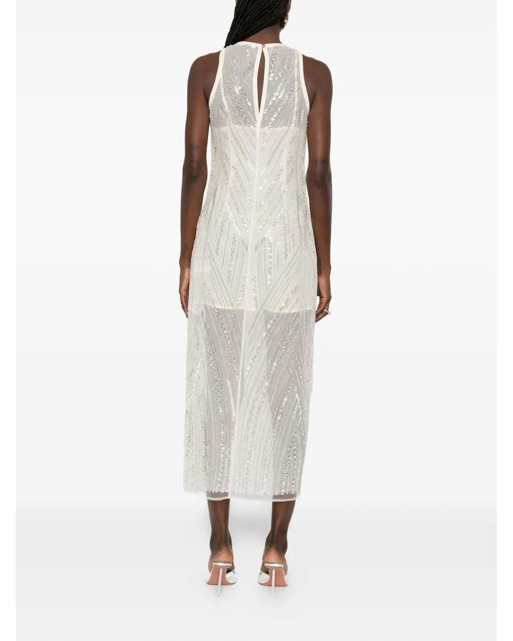 Patrizia Pepe White Embroidered Midi Dress