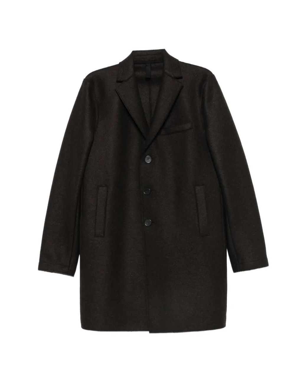 Harris Wharf London Black Notched-Lapel Single-Breasted Coat for men