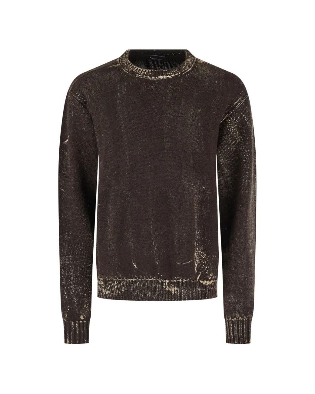 AROVESCIO Black Faded-Effect Ribbed-Trim Sweater for men