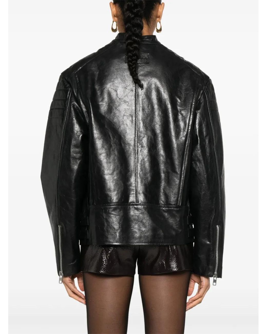 Twinset Black Leather Biker Jacket
