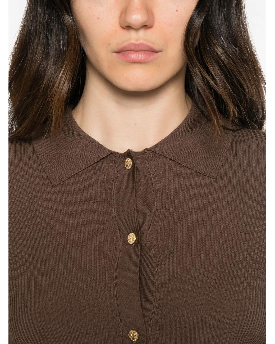 Max Mara Brown Limone Ribbed-Knit Cardigan