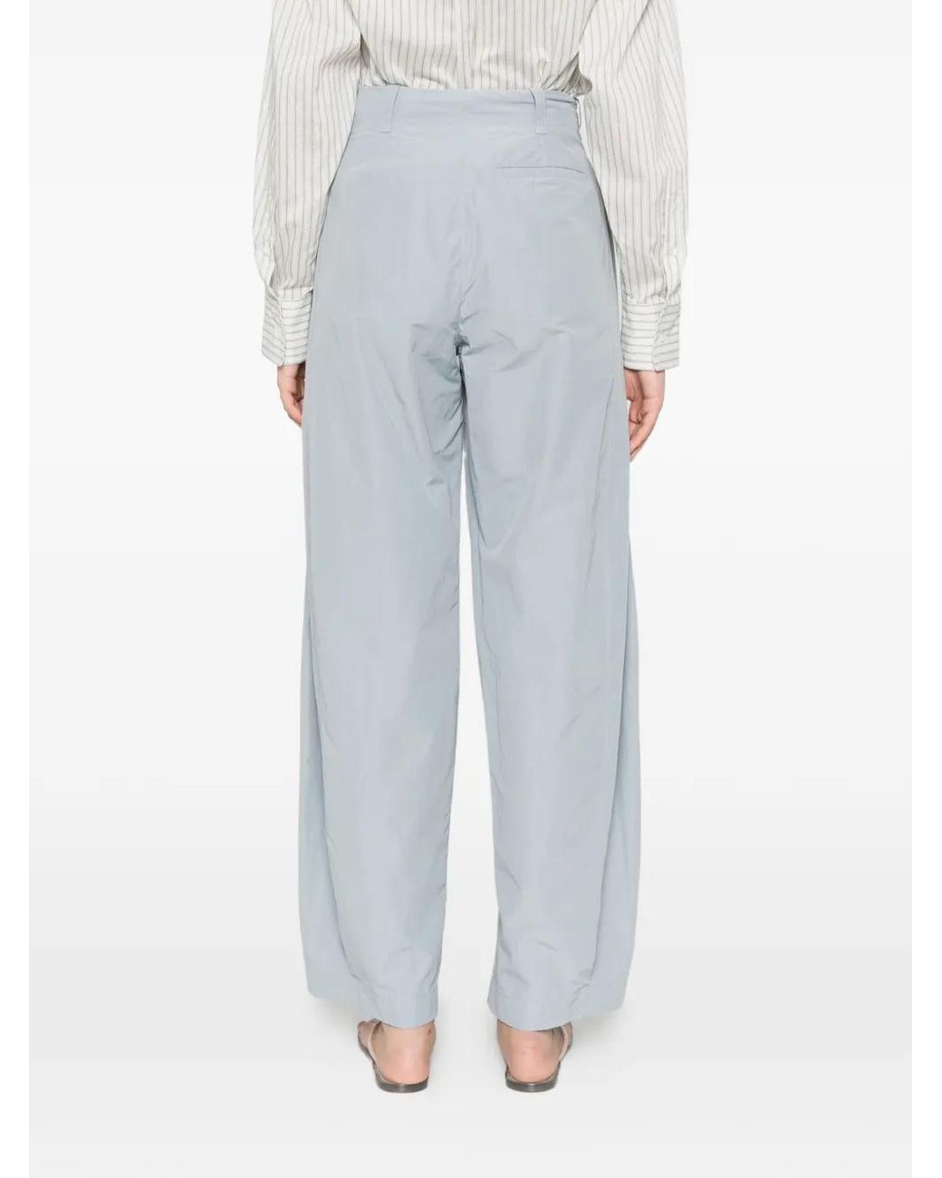 The Row White Pleated Wide-Leg Trousers