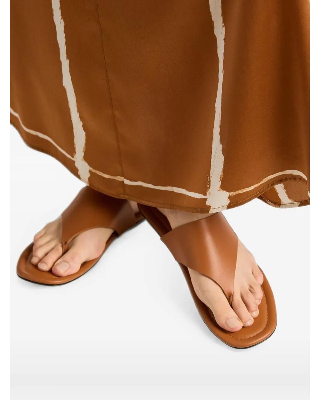 Kiton Brown Leather Thong Sandals
