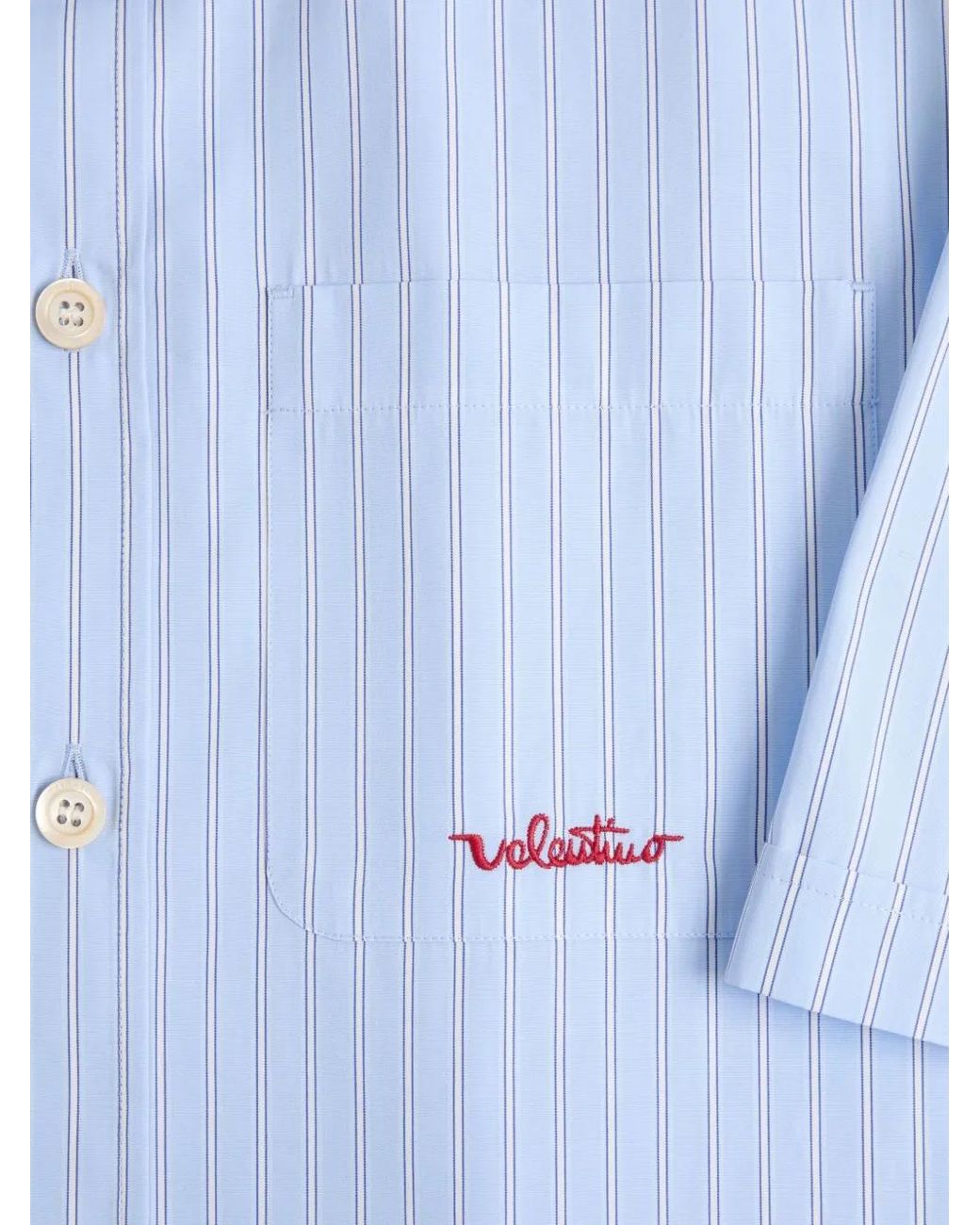 Valentino Garavani Blue Embroidered Cotton Shirt for men