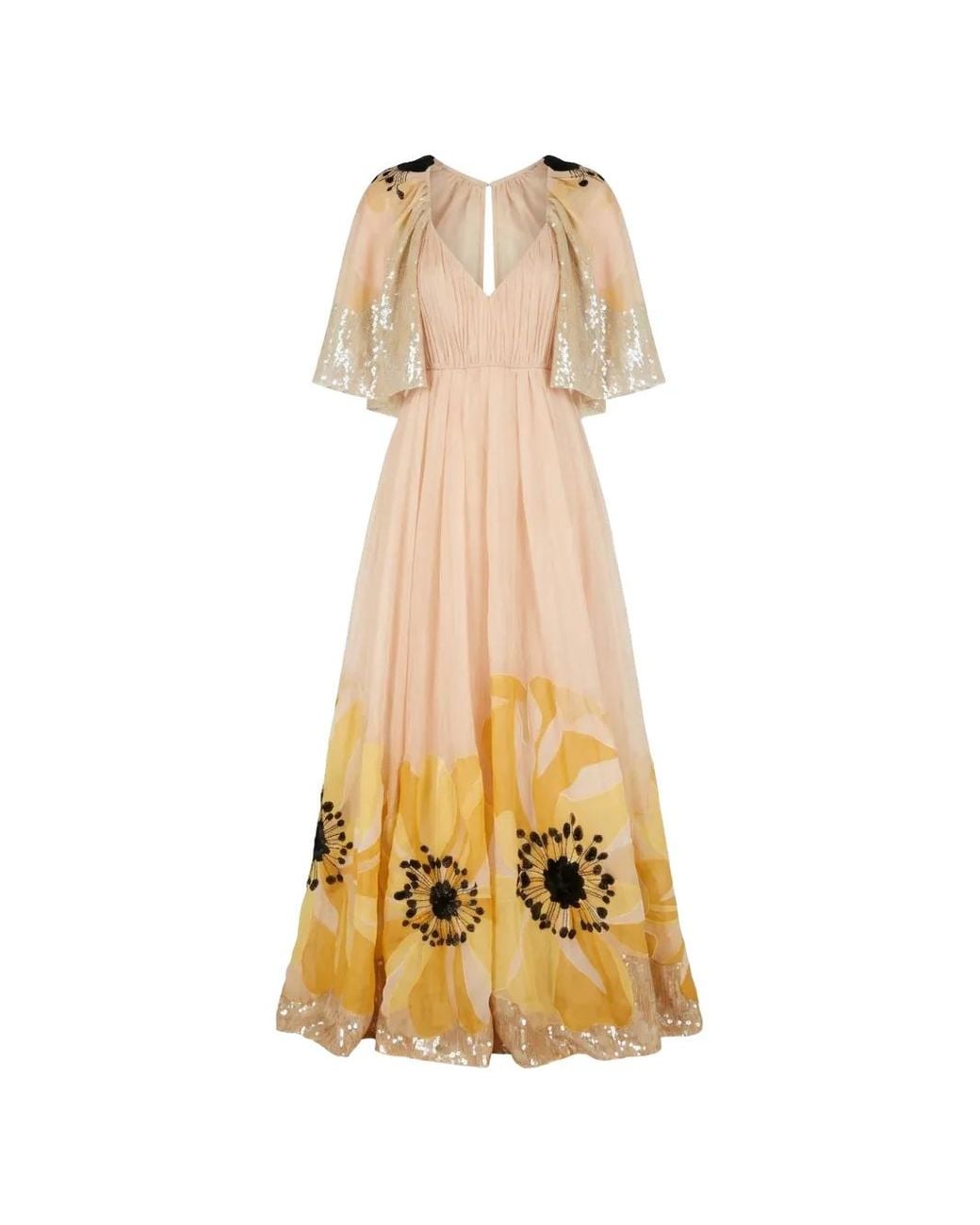 Valentino Garavani Metallic Sequin-Embellished Floral-Print Dress