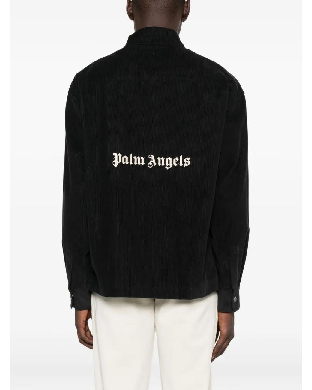 Palm Angels Black Corduroy Button-Fastening Overshirt for men