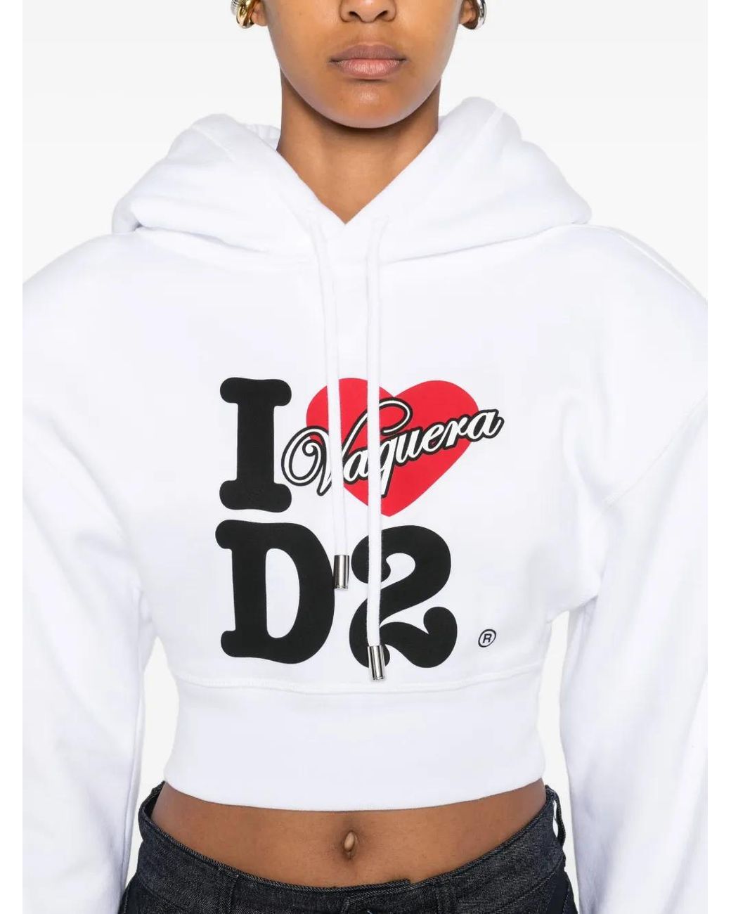 DSquared² White Logo Cotton Hoodie