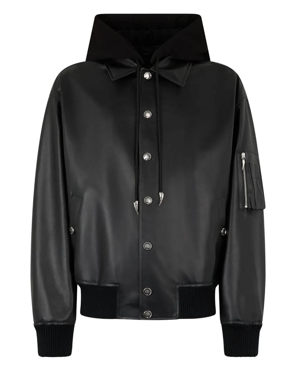 Roberto Cavalli Black Leather Bomber Jacket for men