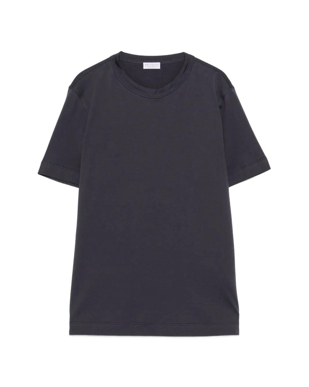 Brunello Cucinelli Blue Cotton Jersey T-Shirt With Monili
