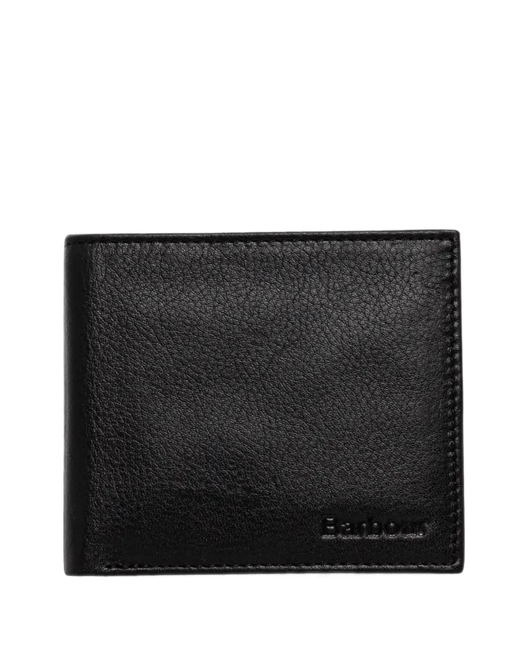 Barbour Black Colwell Tartan-Trim Leather Wallet for men