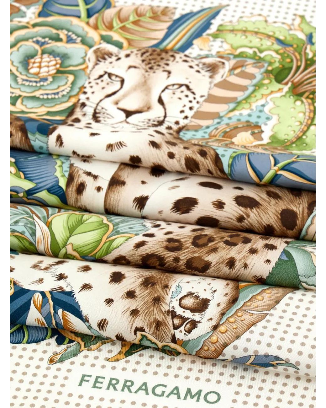 Ferragamo Metallic Printed Silk Foulard