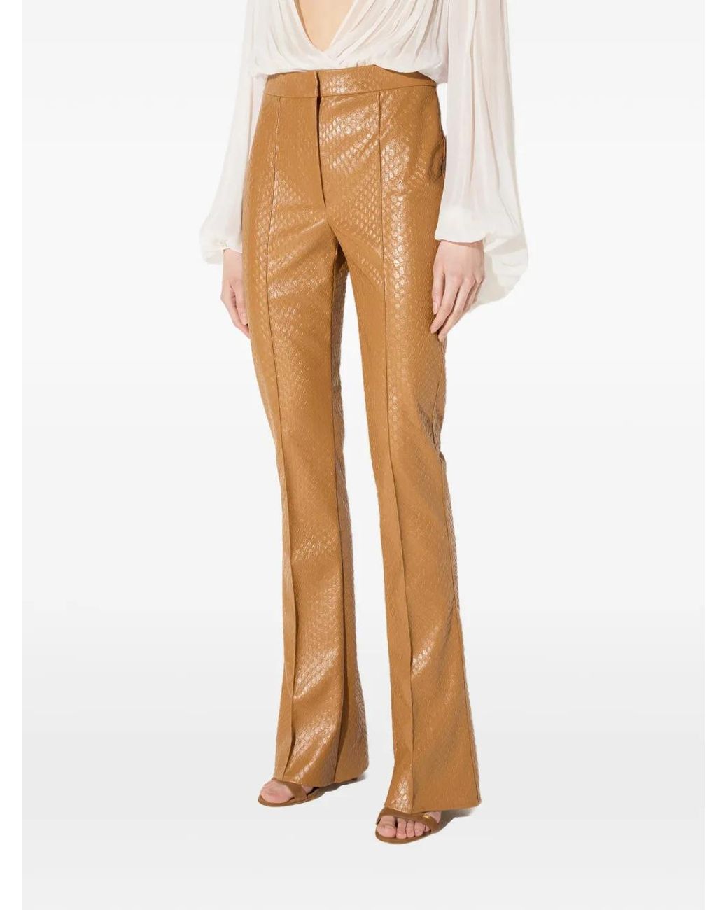 Elisabetta Franchi Natural Trousers With Fish Scale Pattern