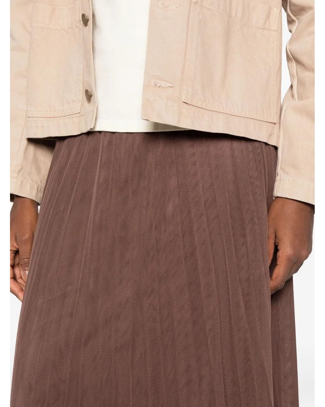 Betty Barclay Brown Pleated Mesh Midi Skirt