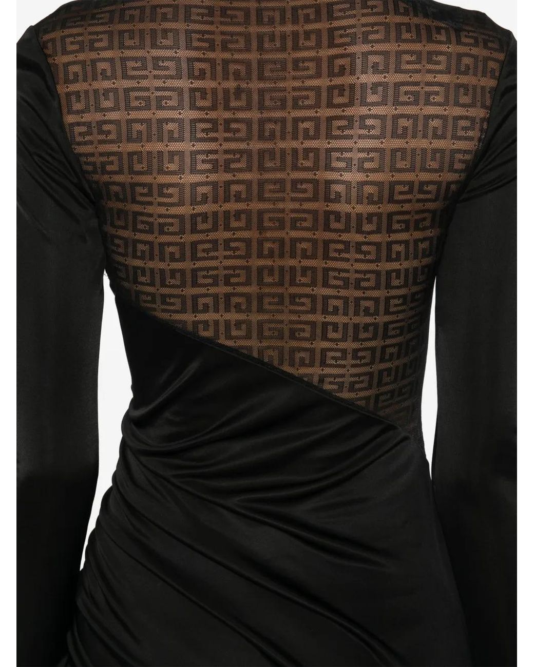 Givenchy Black 4G-Lace Asymmetric Midi Dress