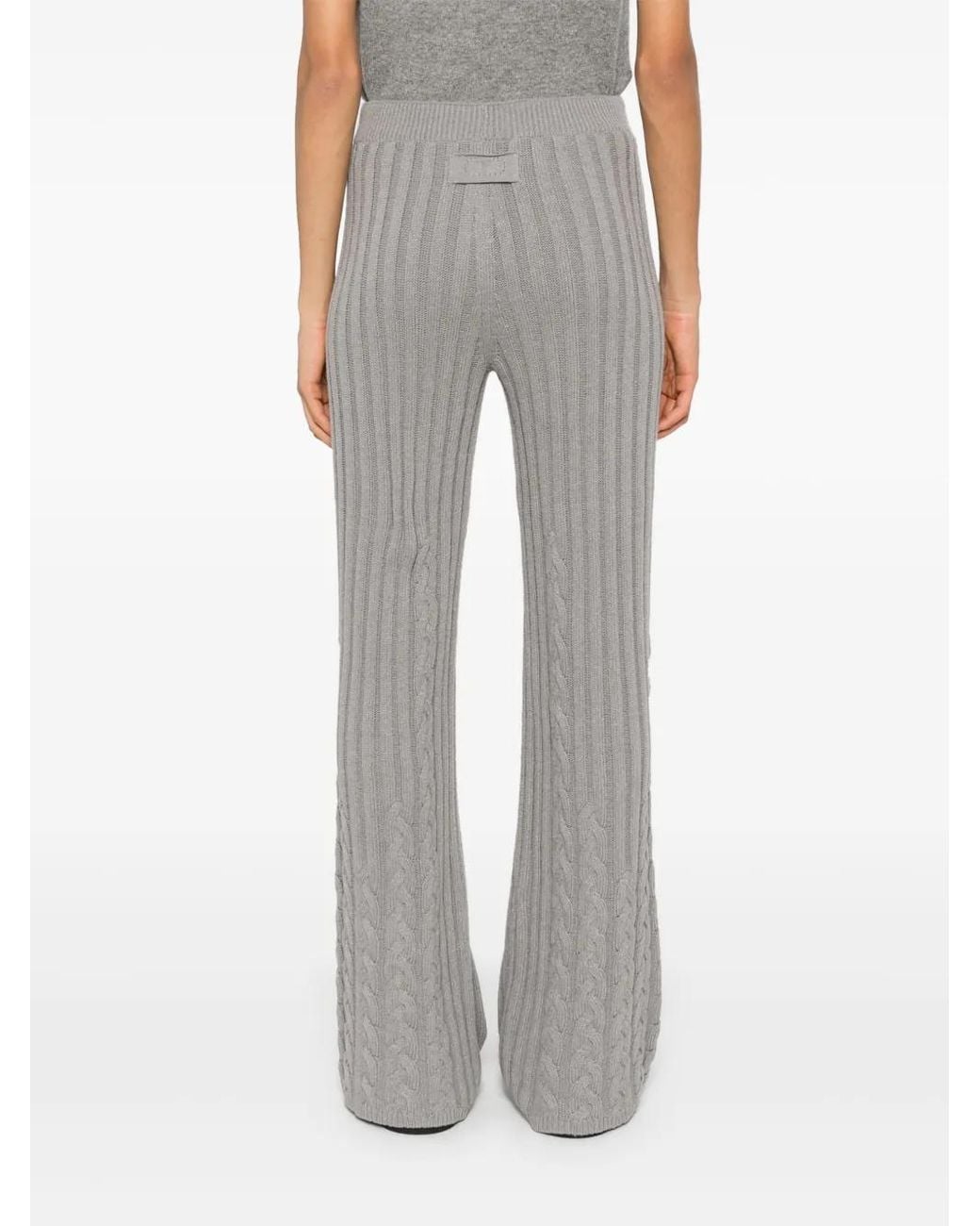 Twinset Gray Cable-Knit Flared Trousers