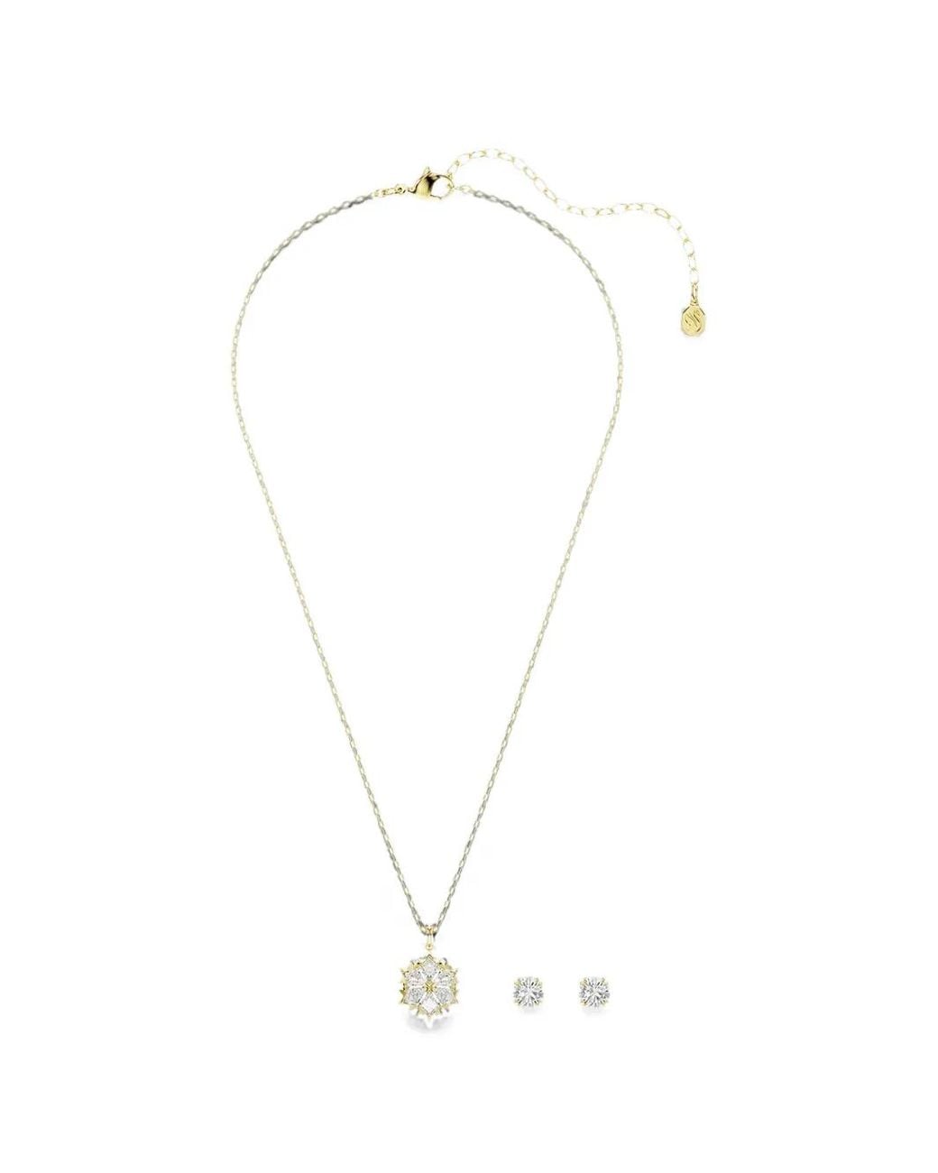 Swarovski White Crystal-Pendant Necklace And Earrings Set