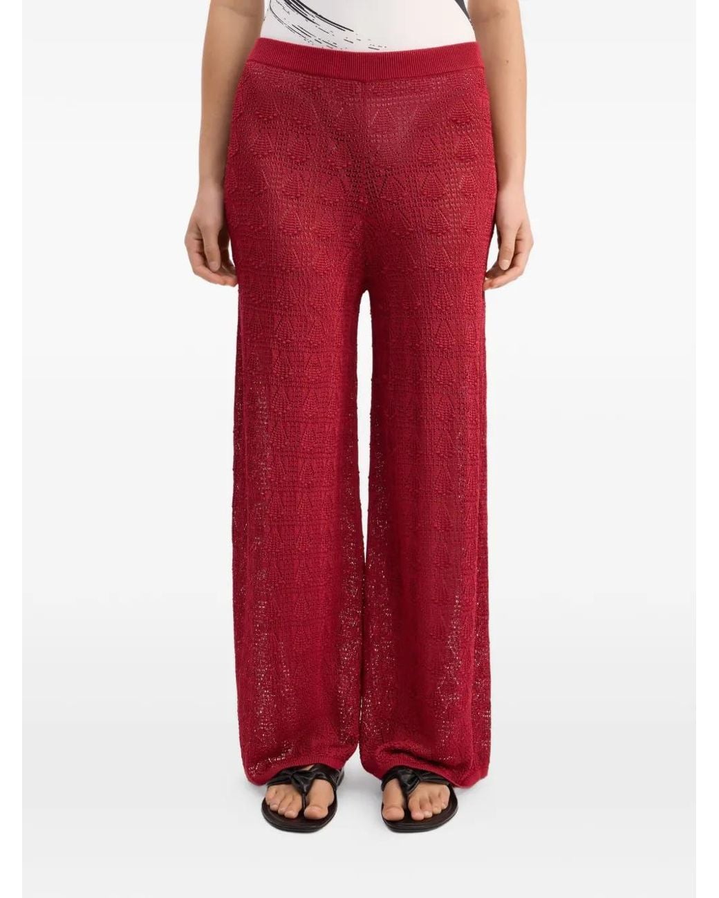 Loulou de Saison Red Egeo Seashell Pattern Elasticated Waist Beach Trousers