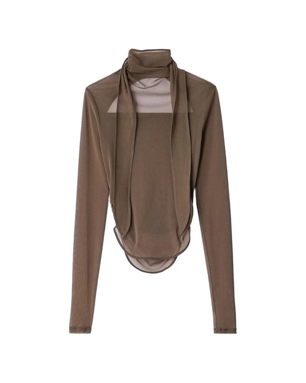 Lemaire Brown Cut-Out Pussy-Bow Top
