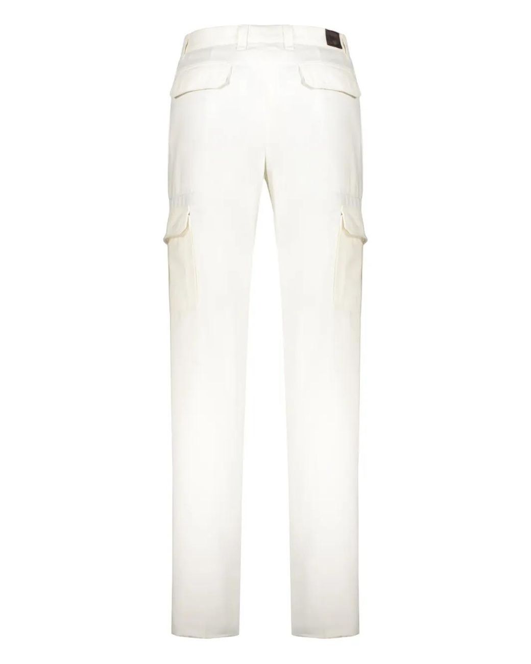 Moorer White Button-Fastening Cargo Pants for men