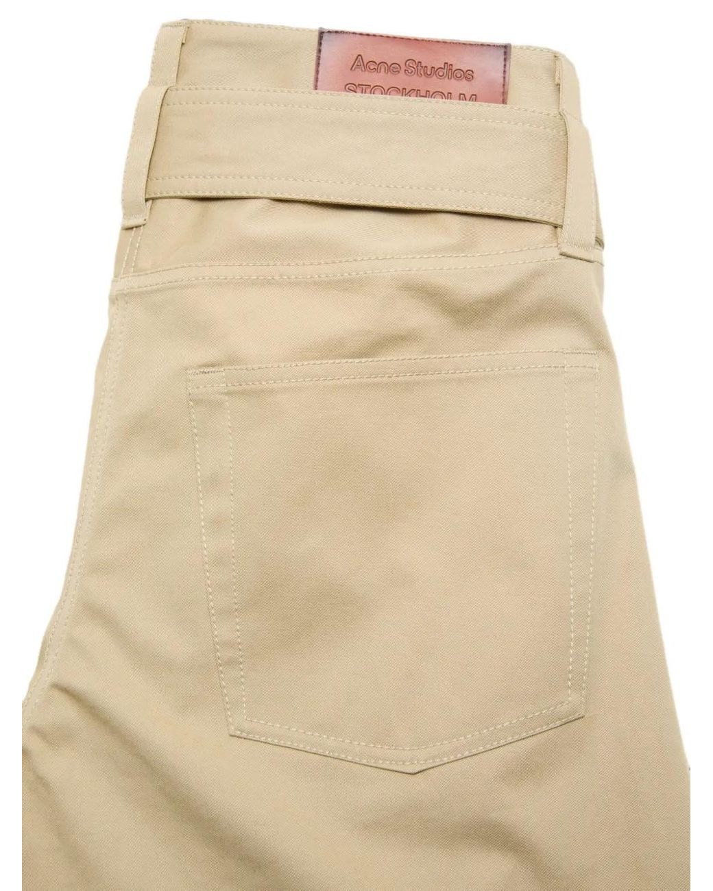 Acne Natural Twill Trousers With Belt