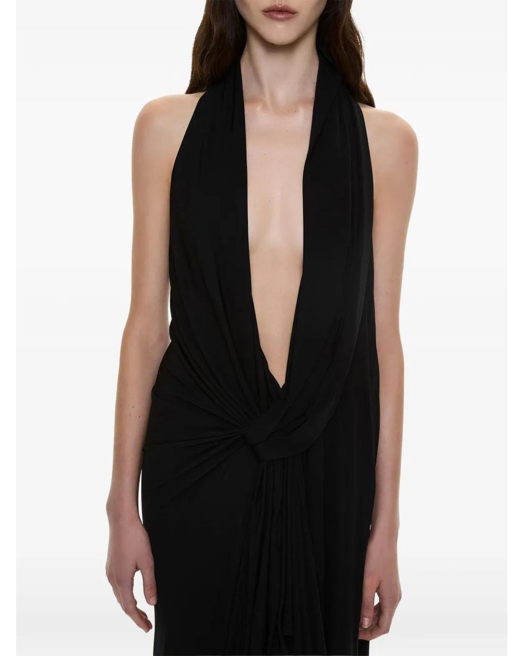 Christopher Esber Black Spire Cascade Asymmetric Maxi Dress