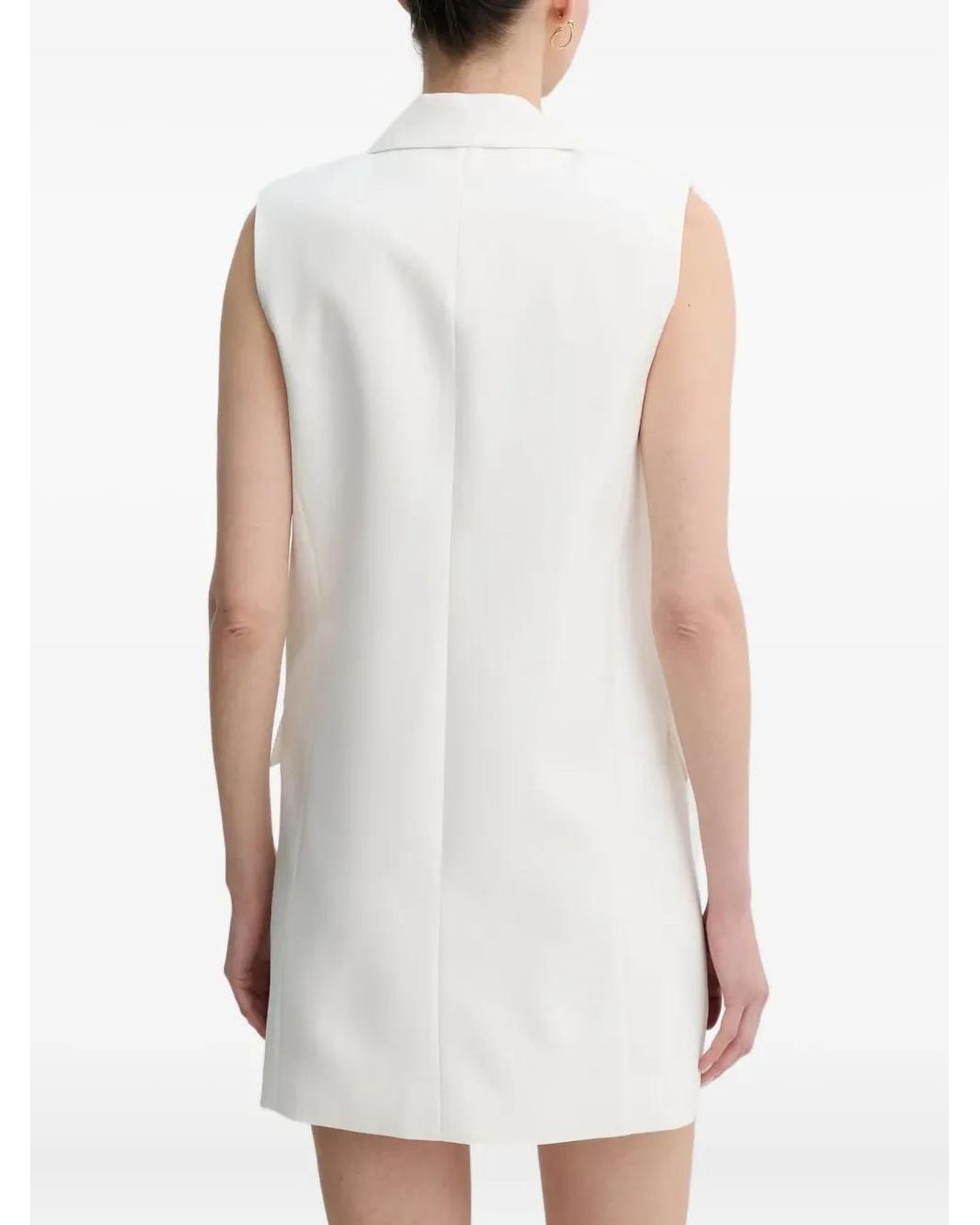 Day Birger et Mikkelsen White Notched-Lapel Sleeveless Dress