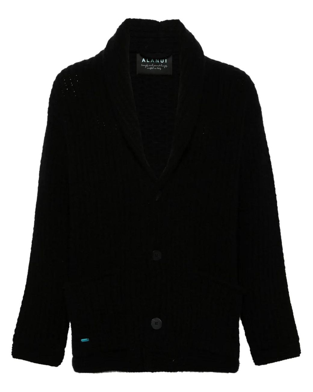 Alanui Black Finest Ribbed Cardigan for men