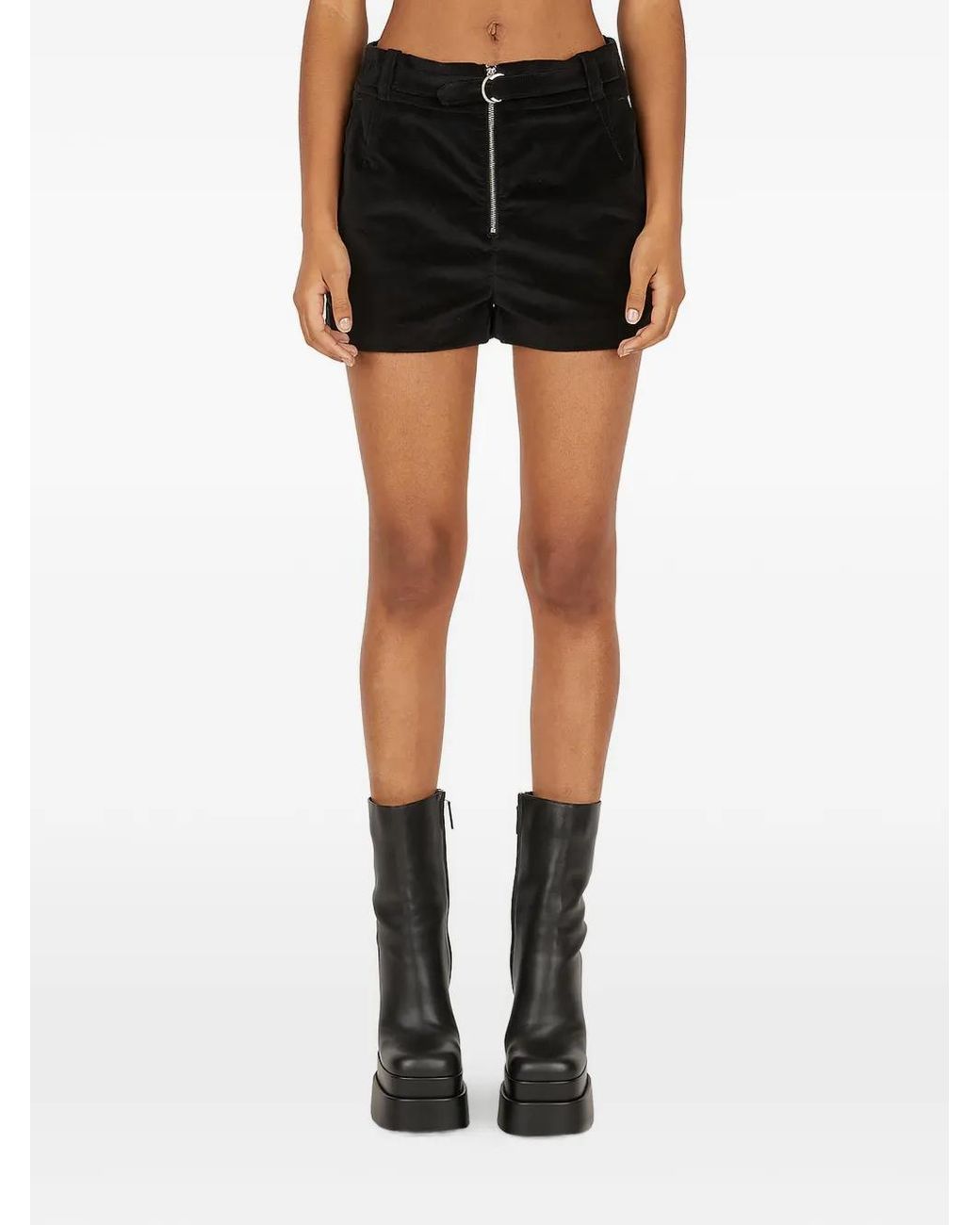 CAPASA MILANO Black Buckle Belt Shorts