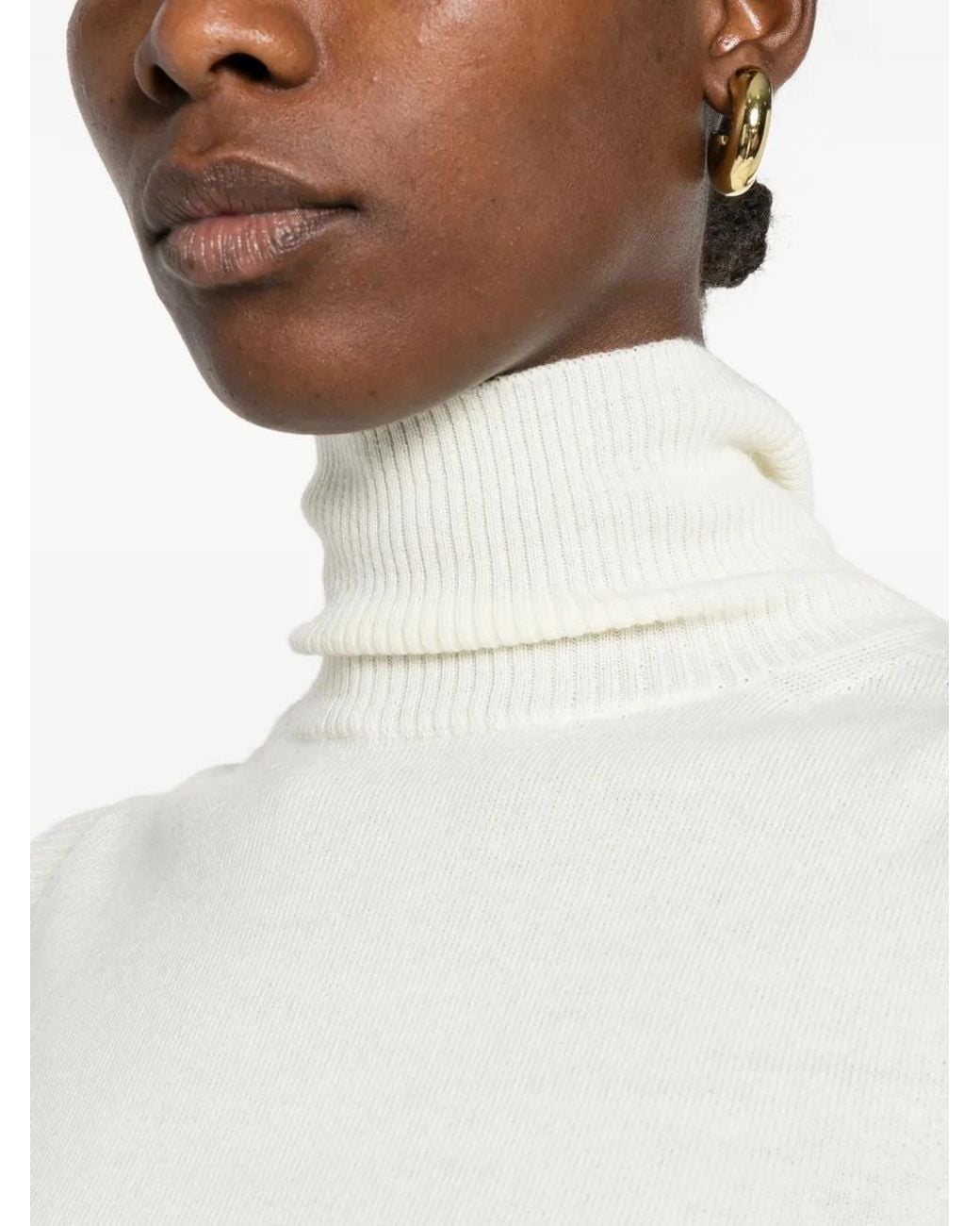 Sportmax White Sleeveless Roll-Neck Sweater
