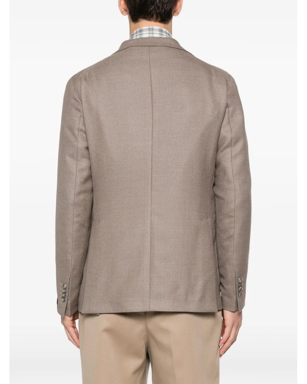 Tagliatore Brown Textured Patch Pocket Jacket for men