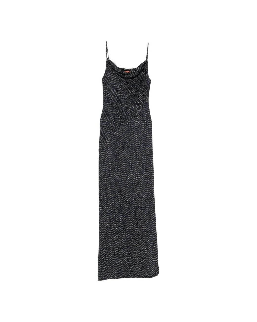 Missoni White Zigzag-Knit Cowl-Neck Maxi Dress