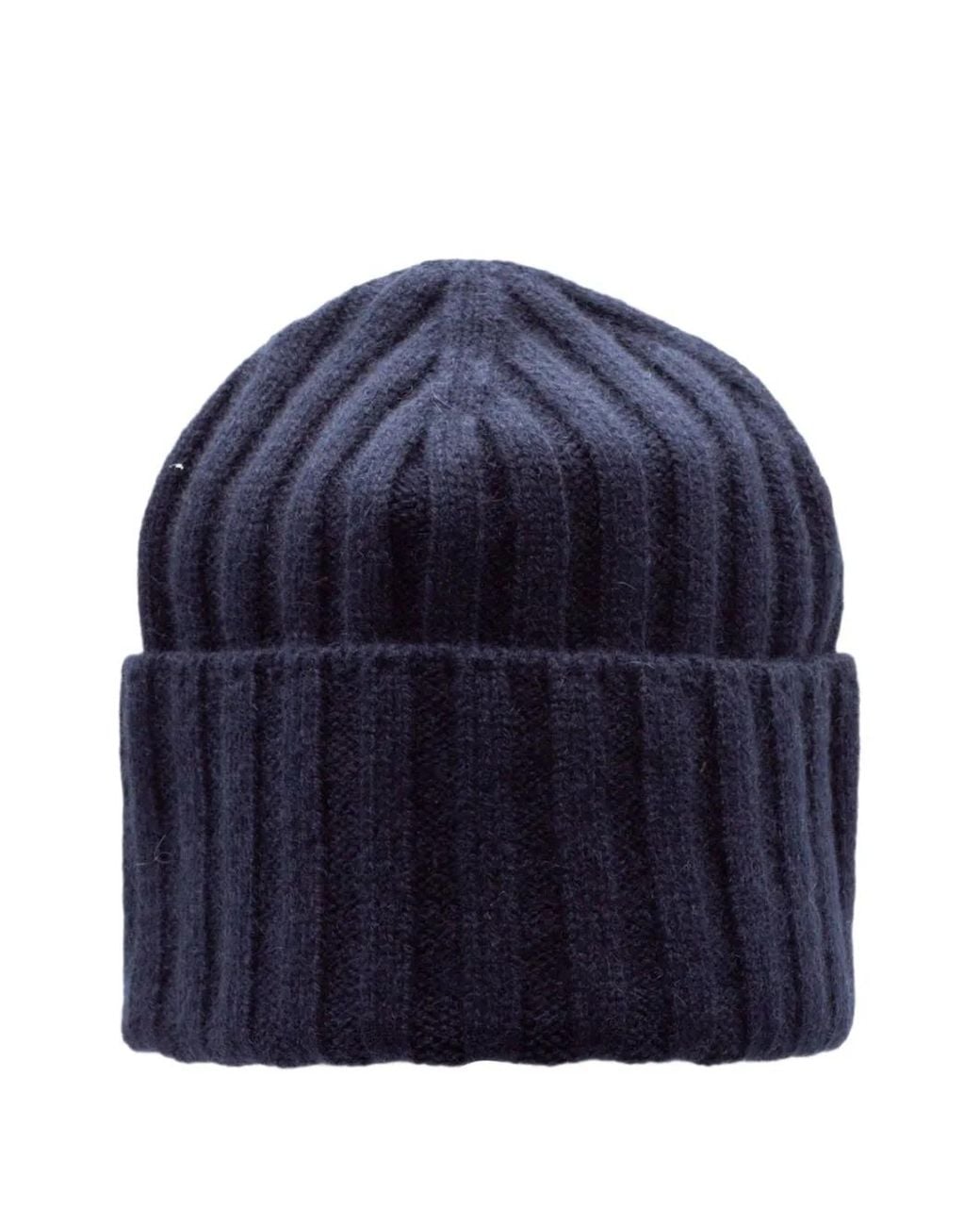 Cruciani Blue Ribbed-Knit Cashmere Beanie Hat for men