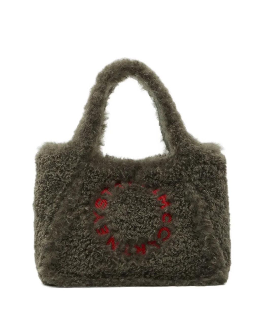 Stella McCartney Gray Teddy-Effect Logo-Embroidered Tote Bag