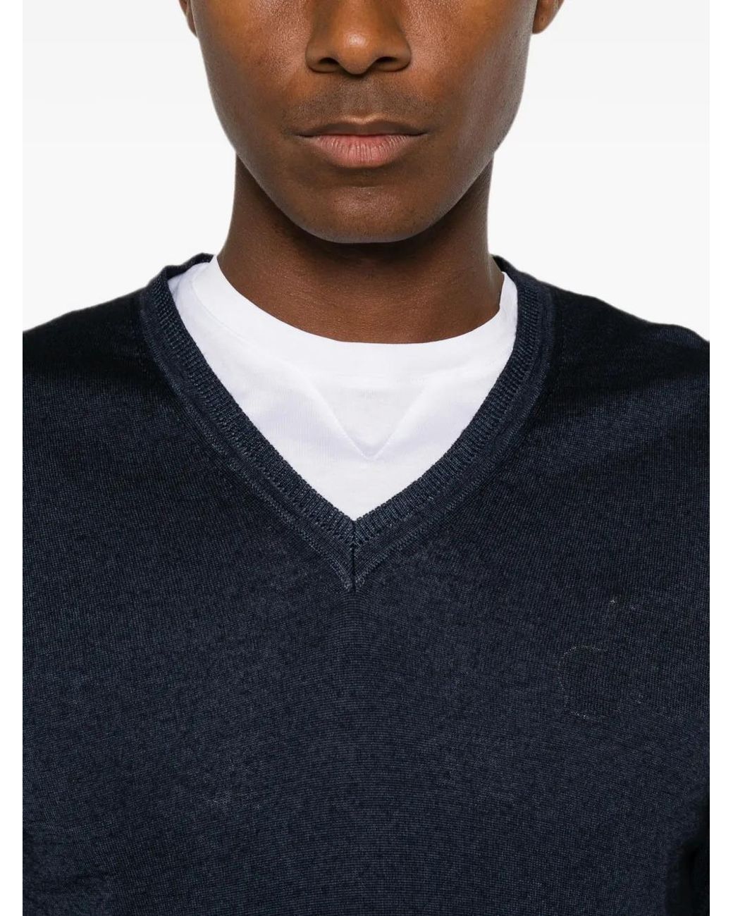 Daniele Fiesoli Blue V-Neck Sweater for men