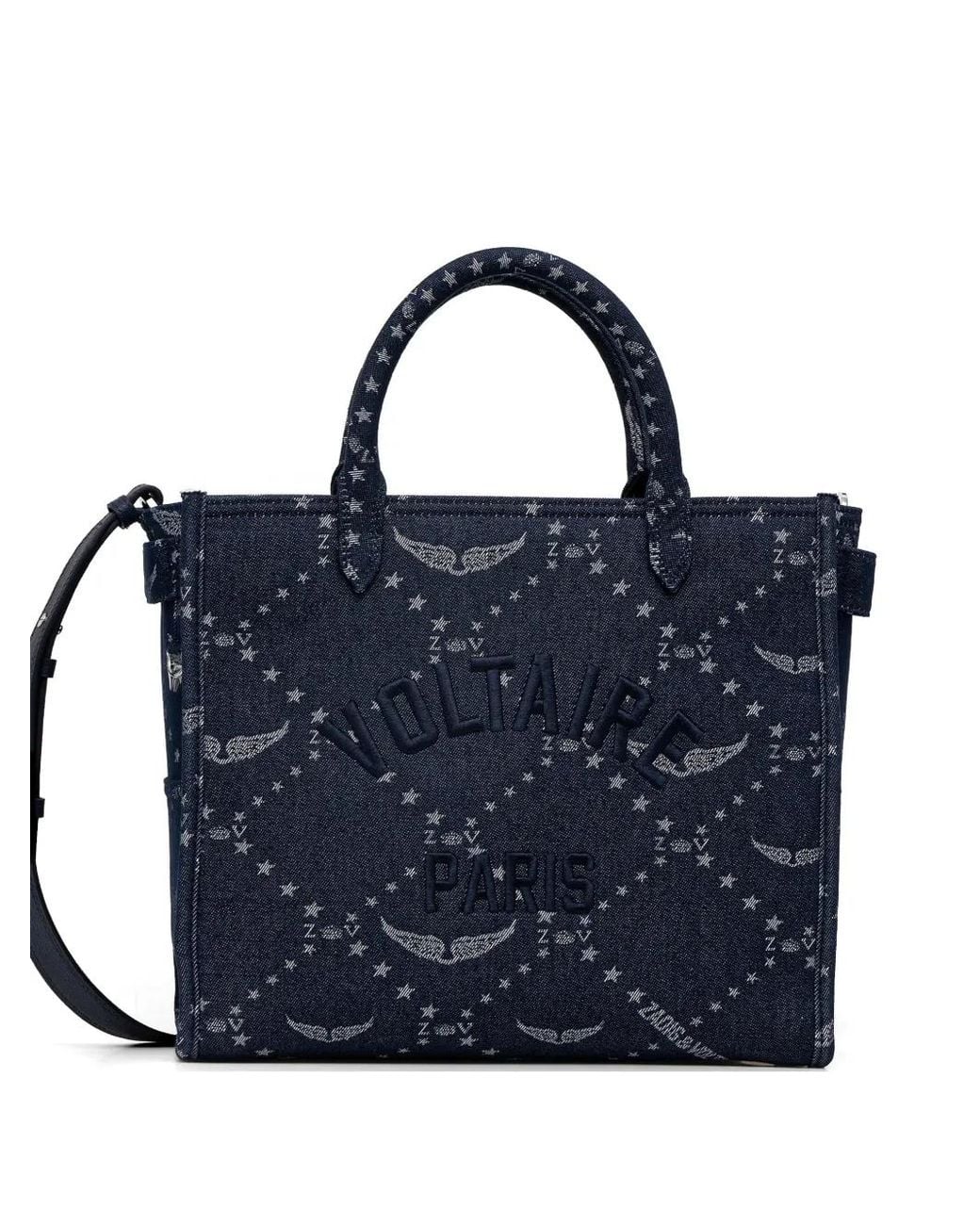 Zadig & Voltaire Blue Angel Monogram Denim Tote Bag