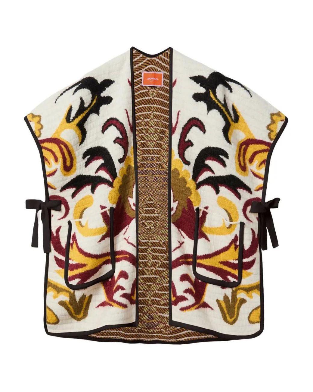 LaDoubleJ Black Floral-Pattern Cape