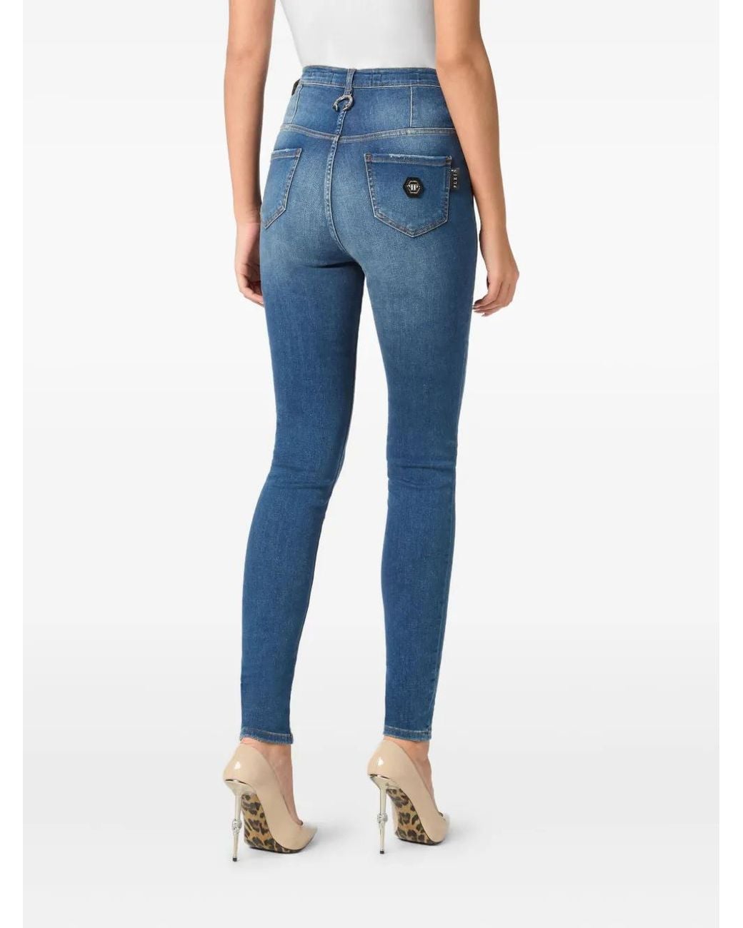 Philipp Plein Blue High-Waisted Jeans