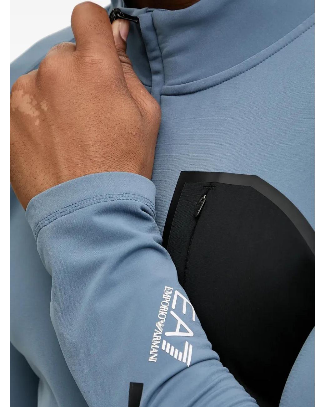 EA7 Sweater Met Borstzak En Rits in het Blue voor heren