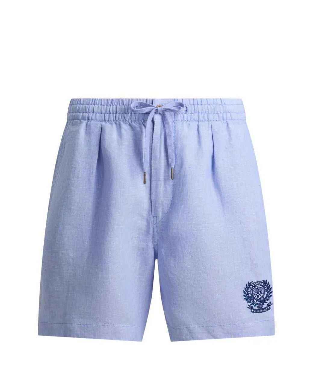 Polo Ralph Lauren Blue Wimbledon Drawstring Crest Linen Shorts for men