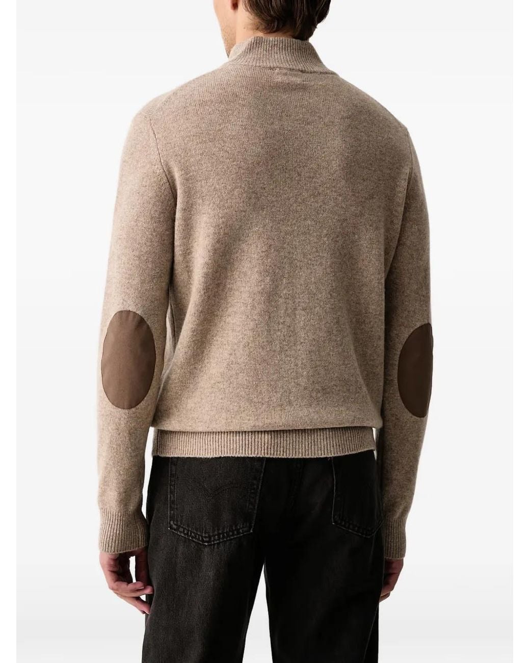 Hackett Natural Quarter-Zip Elbow-Patch Sweater for men