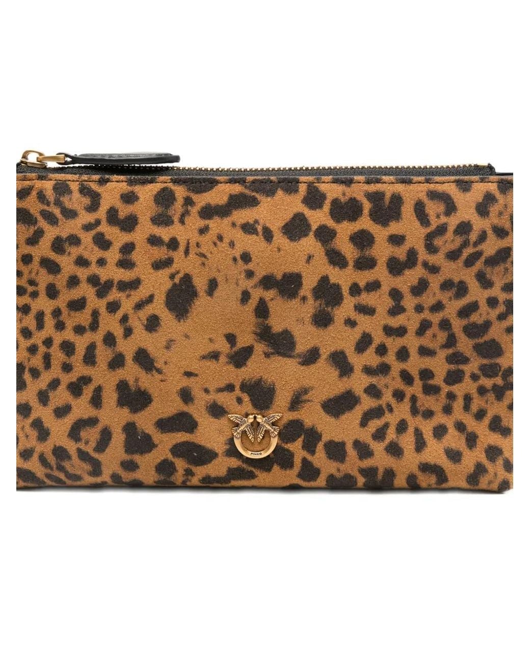 Pinko Brown Small Leopard-Print Clutch Bag
